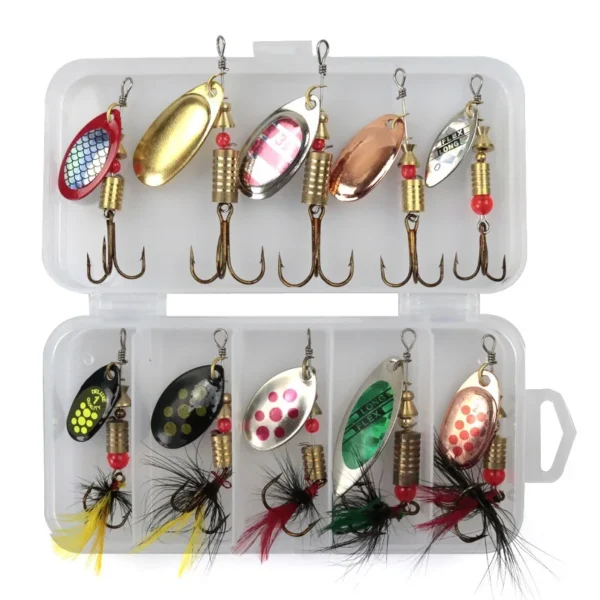 Metal Spoon Spinner Fishing Lure 10pcs Set Spoonbait Crankbaits Fishing Wobblers for Pike Crochet Kit Artificial Bait 1